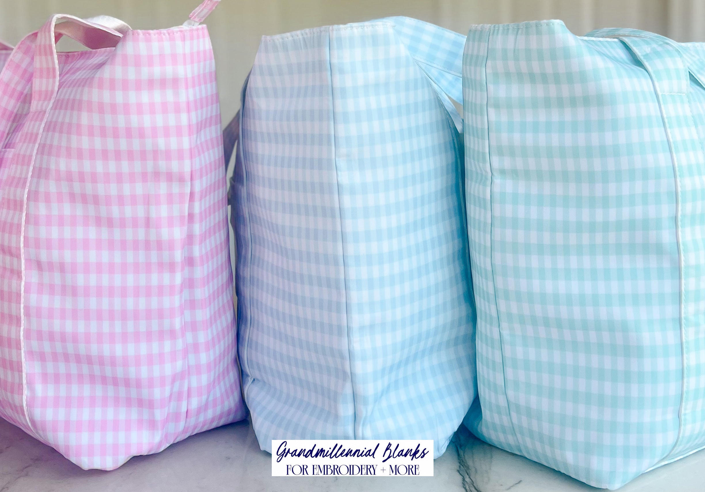 Gingham Nylon Tote