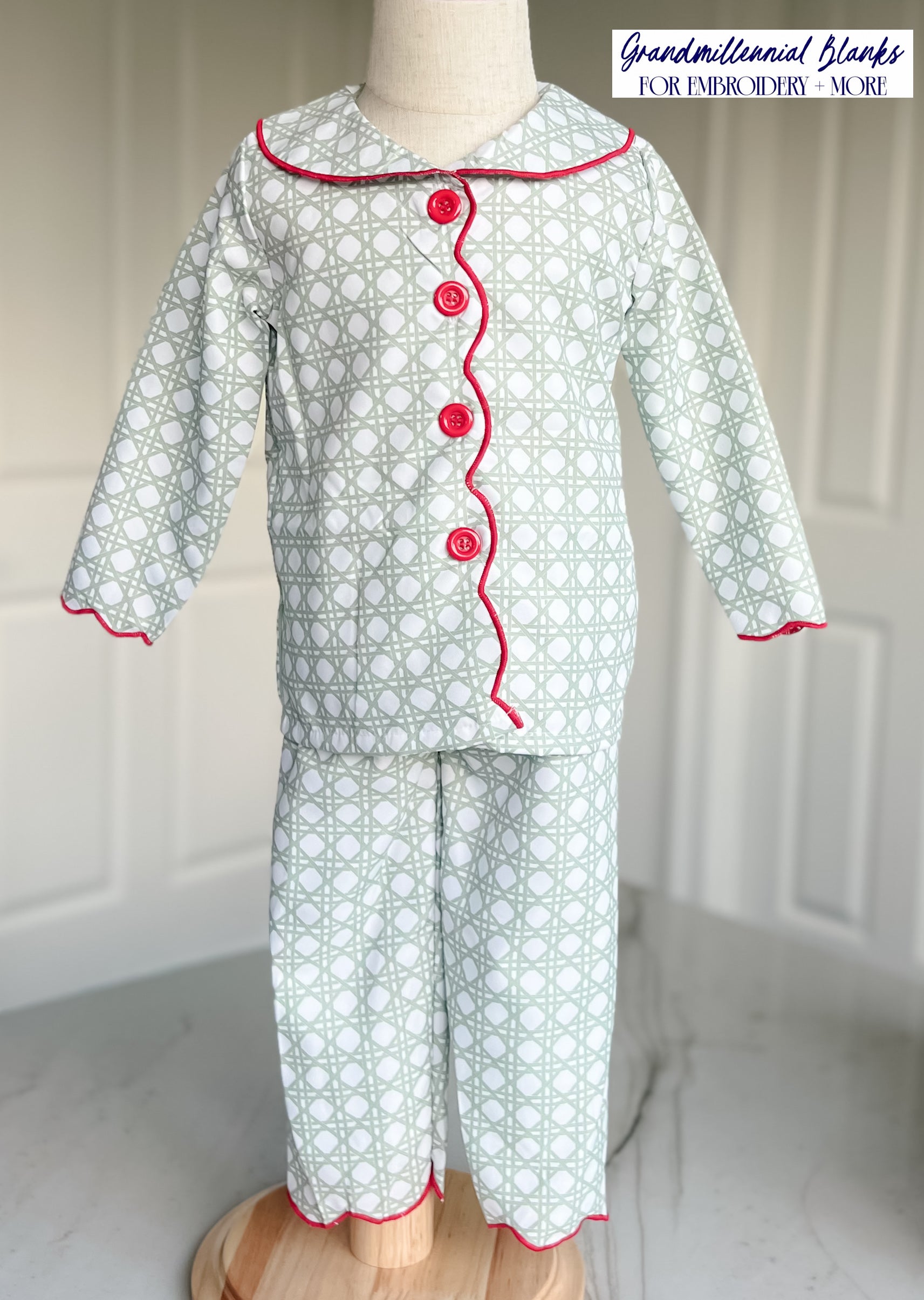 Holly Jolly Scalloped Pajamas, ADULT PREORDER