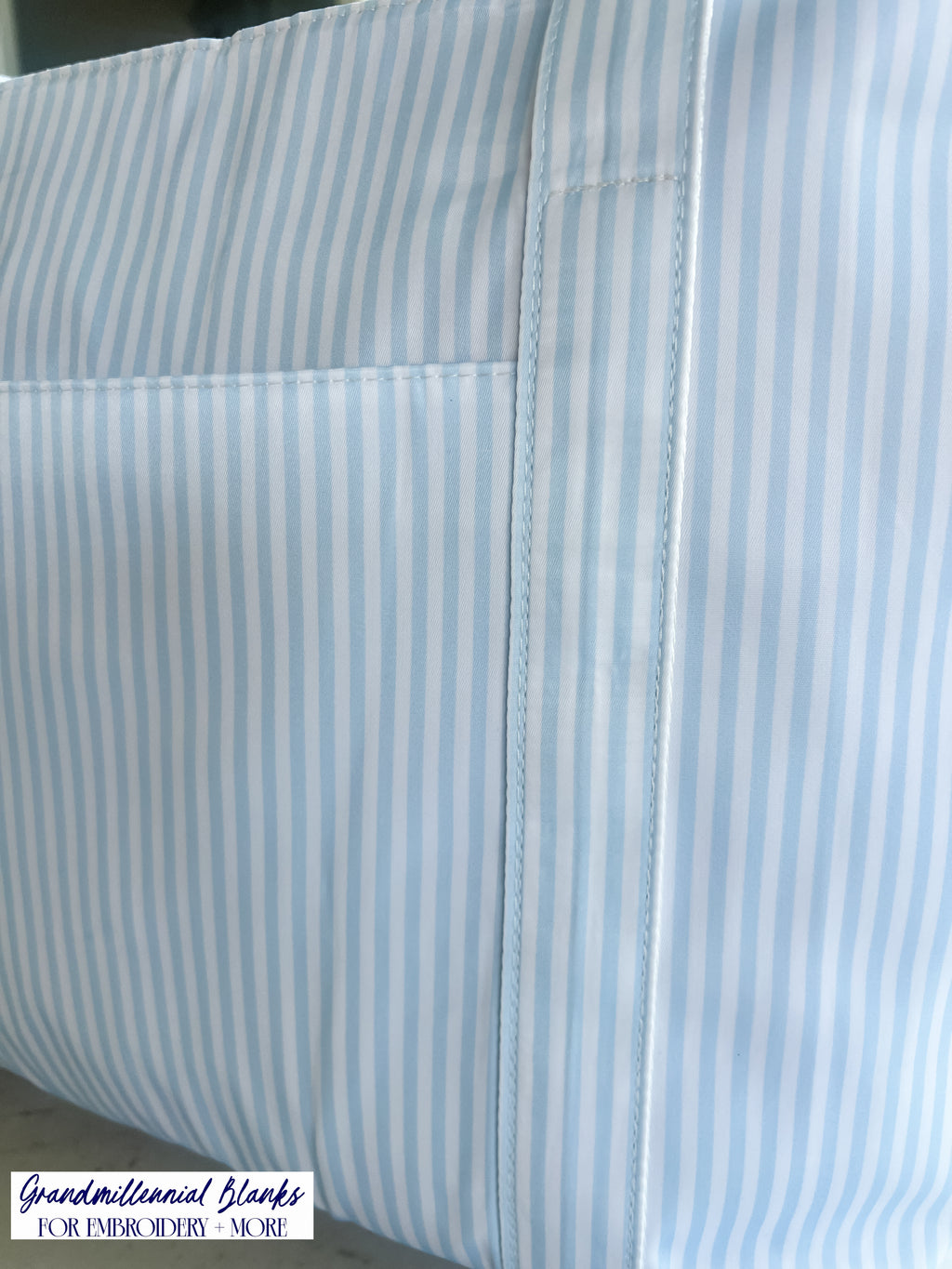 Striped Nylon Tote, Blue