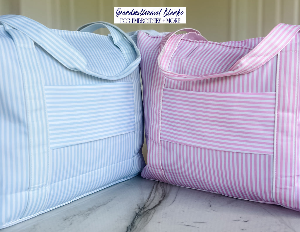 Striped Nylon Tote, Pink